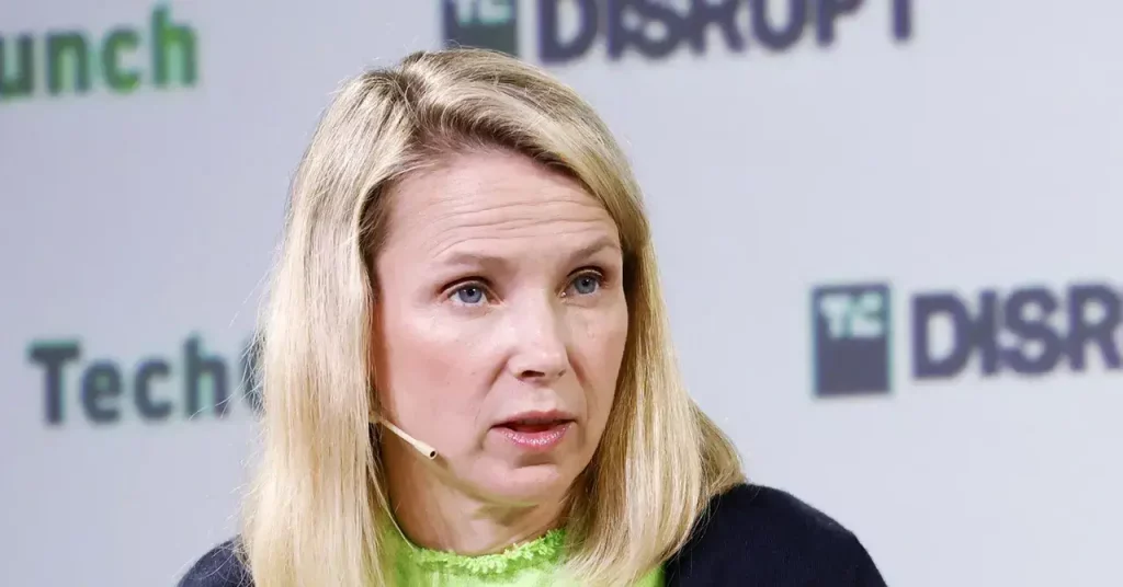 Sunshine cofounder and CEO Marissa Mayer speaks at TechCrunch Disrupt in San Francisco in 2023. / Kimberly White; Getty Images / WIRED
