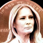 Ilustración de Melania Trump y criptomonedas