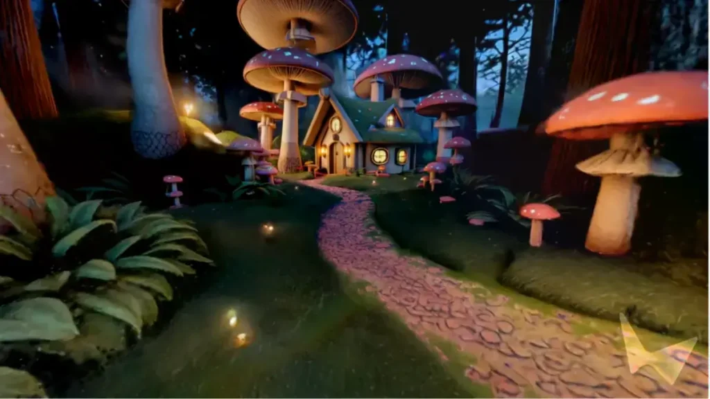 Entorno espacial generado en Marble con un prompt de texto superpuesto