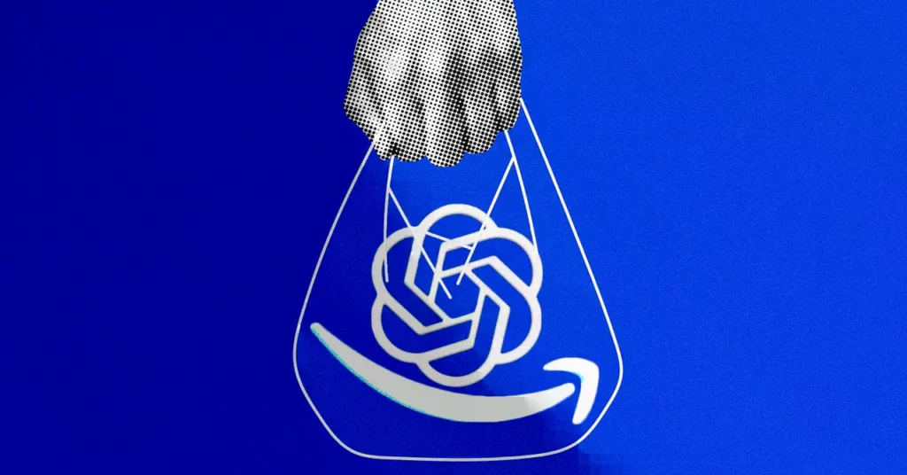 Ilustración conceptual de un agente de IA realizando compras online.