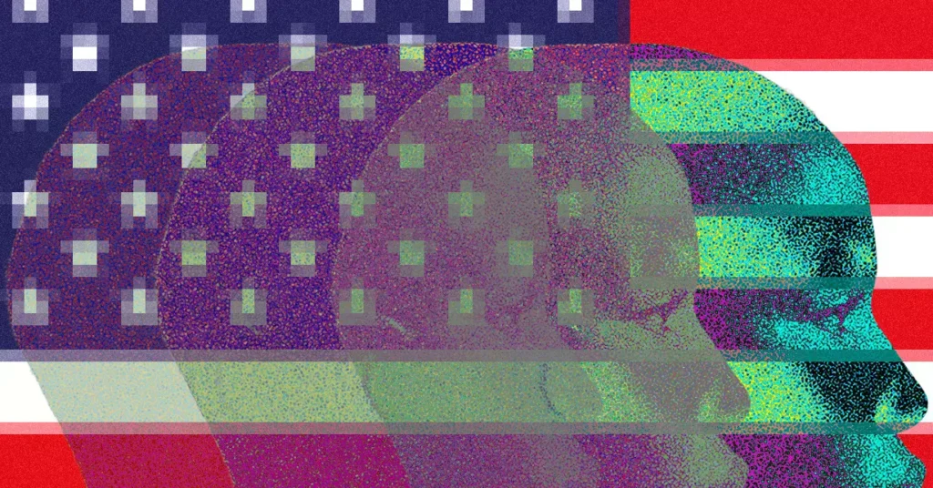 Ilustración sobre inteligencia artificial y competencia tecnológica.