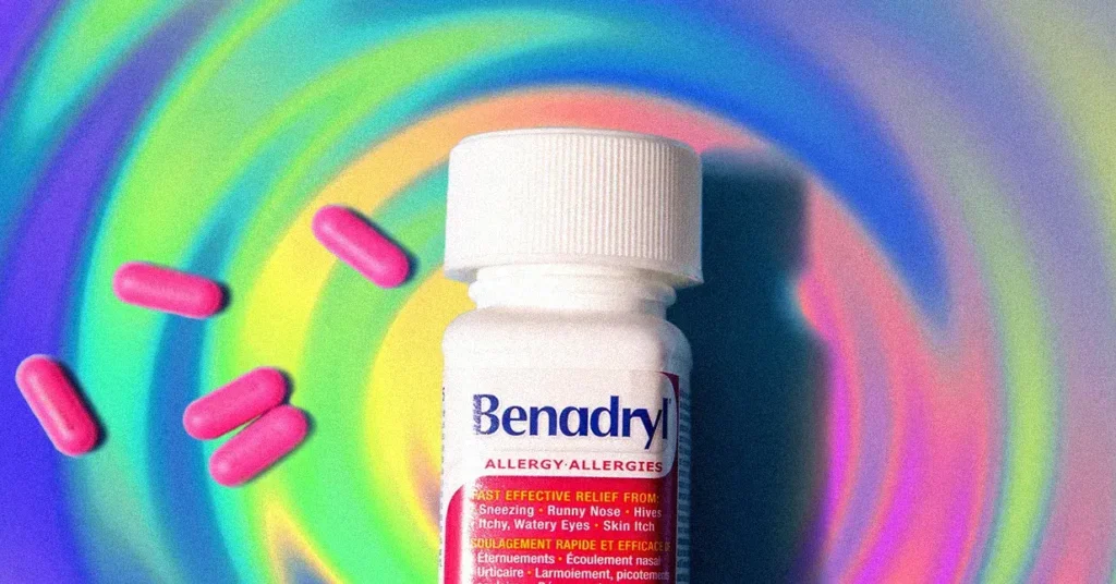 Ilustración sobre el consumo recreativo de Benadryl