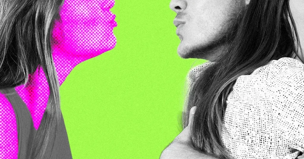 Ilustración sobre relaciones humano-IA y conflictos matrimoniales