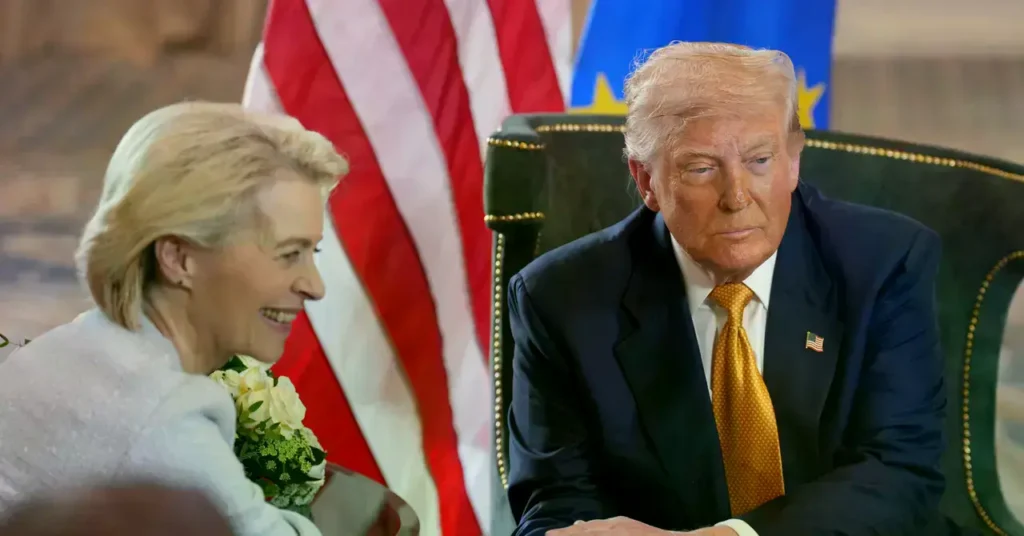 Ursula von der Leyen, presidenta de la Comisión Europea, con Donald Trump