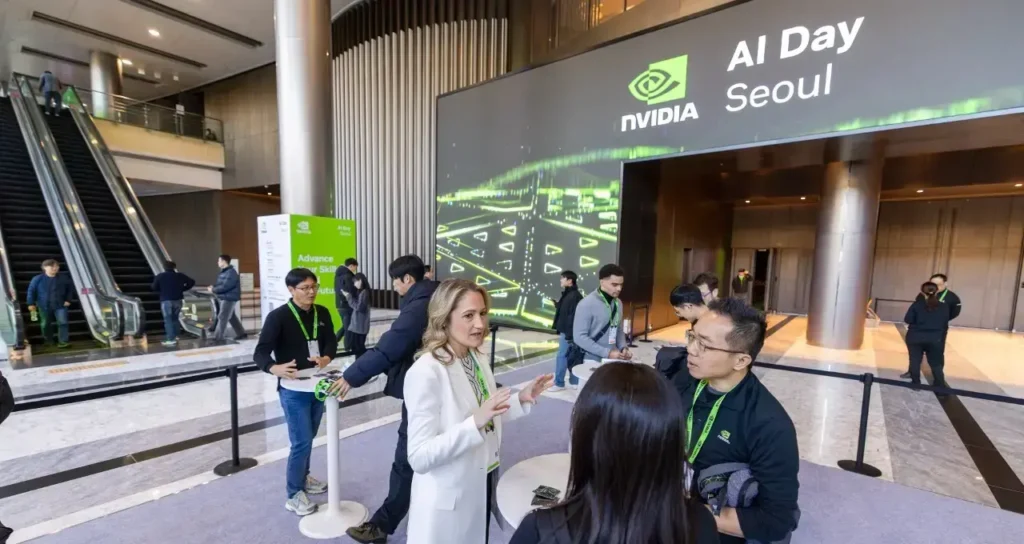 Asistentes registrándose en el NVIDIA AI Day Seúl