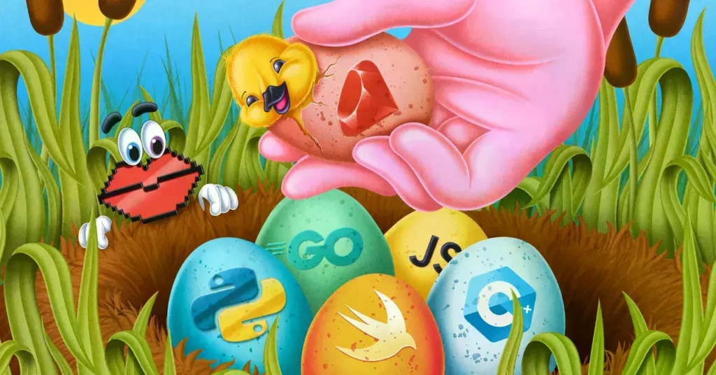 Ilustración sobre el lenguaje de programación Ruby.