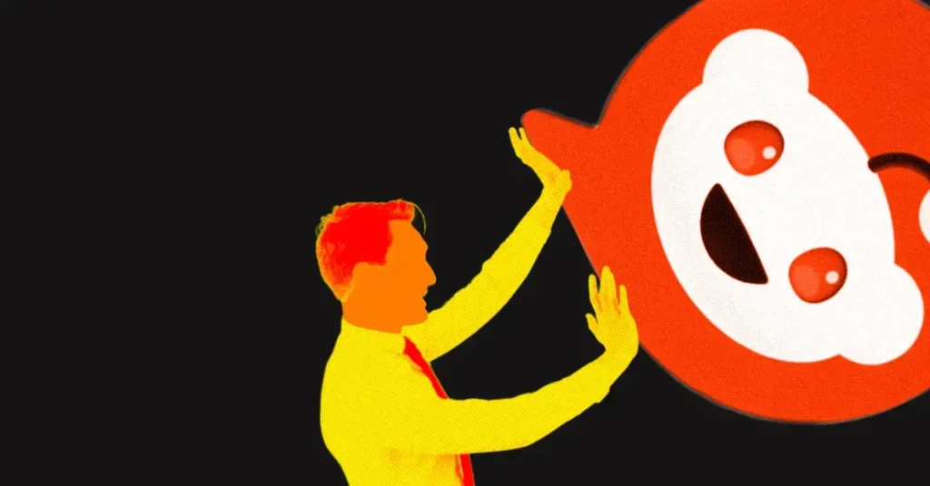 Ilustracion sobre el impacto de la IA en Reddit.