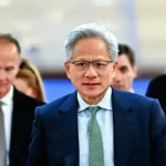 Nvidia CEO Jensen Huang arrives for a meeting with lawmakers in Washington, DC.