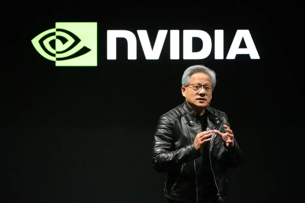 Logotipo de Nvidia en una pantalla.