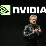 Logotipo de Nvidia en una pantalla.