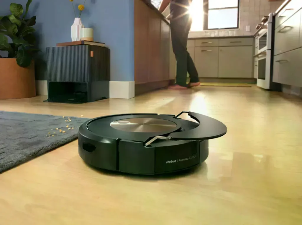 Logotipo de iRobot sobre un fondo oscuro.